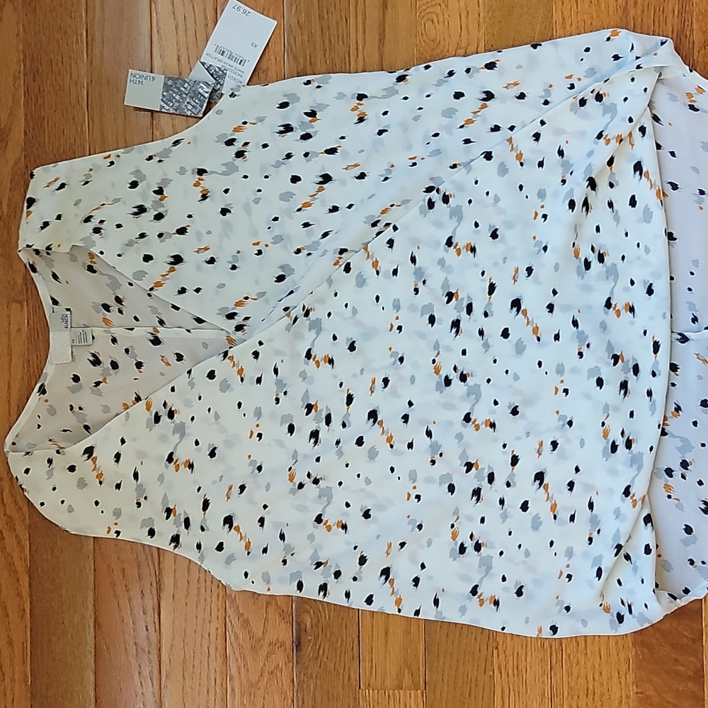 Sleeveless blouson pattern blouse XS